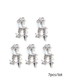 7/14 件随机 Y2K 风格白色吊饰类型包括心形和蝴蝶结吊坠、DIY 项链、手链和耳环配件材料 - 白色 - 查看 13