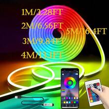3,28 pies /6,56 pies /9,84 pies /16,4 pies Luces LED, Tira de luz de neón LED 5V RGB, Tira de luz de neón LED para dormitorio, Control remoto de 24 teclas, Luces de cuerda inteligentes RGB que cambian de color, Decoración de dormitorio, sala de estar, familia, fiesta de Navidad, Control de aplicación de teléfono móvil, Luces de cuerda LED, Artículos de decoración de habitación - luz de color - Ver 10