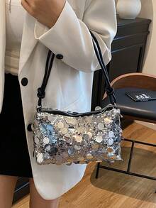 1 件绗缝拉链纯色夏季新款草编腋下手提包，手工制作简约设计大容量适合女性户外旅行度假