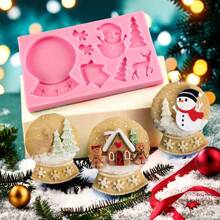 1 Stück Weihnachtsschneemann Abzeichen Dekorations-Formform, DIY Räucherstäbchen/Handwerk/Party Dekorations Aufkleber Silikon Formform, einfach zu entformen