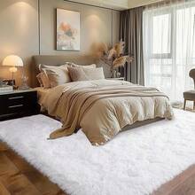 Large Shaggy Area Rug For Living Room & Bedroom – Washable Fluffy Carpet With 1.7in High Pile, Plush Aesthetic Throw Rug, Non-Slip Rubber Backing With 4 Anti-Slip Pads, Durable Edge Stitching – Cozy Minimalist Decor – Great Gift For Halloween & Christmas, Perfect For Play Rooms & Parties – Heavyweight 700g+/㎡ – Sizes: 4*6 / 5*7 / 6*9 / 8*10 / 9*12 Ft - 白色 - 查看 4