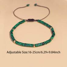 1 chiếc vòng tay đính đá Malachite phong cách Bohemian, làm thủ công, có thể điều chỉnh kích thước, làm từ đá tự nhiên, thích hợp đeo hàng ngày cho cả nam và nữ. - Malachite - Xem 5