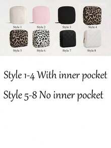 Leopard Print Sanitary Napkin Storage Bag, Minimalist Corduroy Functional Storage Bag Portable Menstrual Cup Bag, Menstrual Pad Bag, Sweet Corduroy Square Makeup Toiletry Storage Bag, Sanitary Napkin Bag, Menstrual Cup Storage Bag, First Menstrual Cycle Bag - Multicolor - View 9