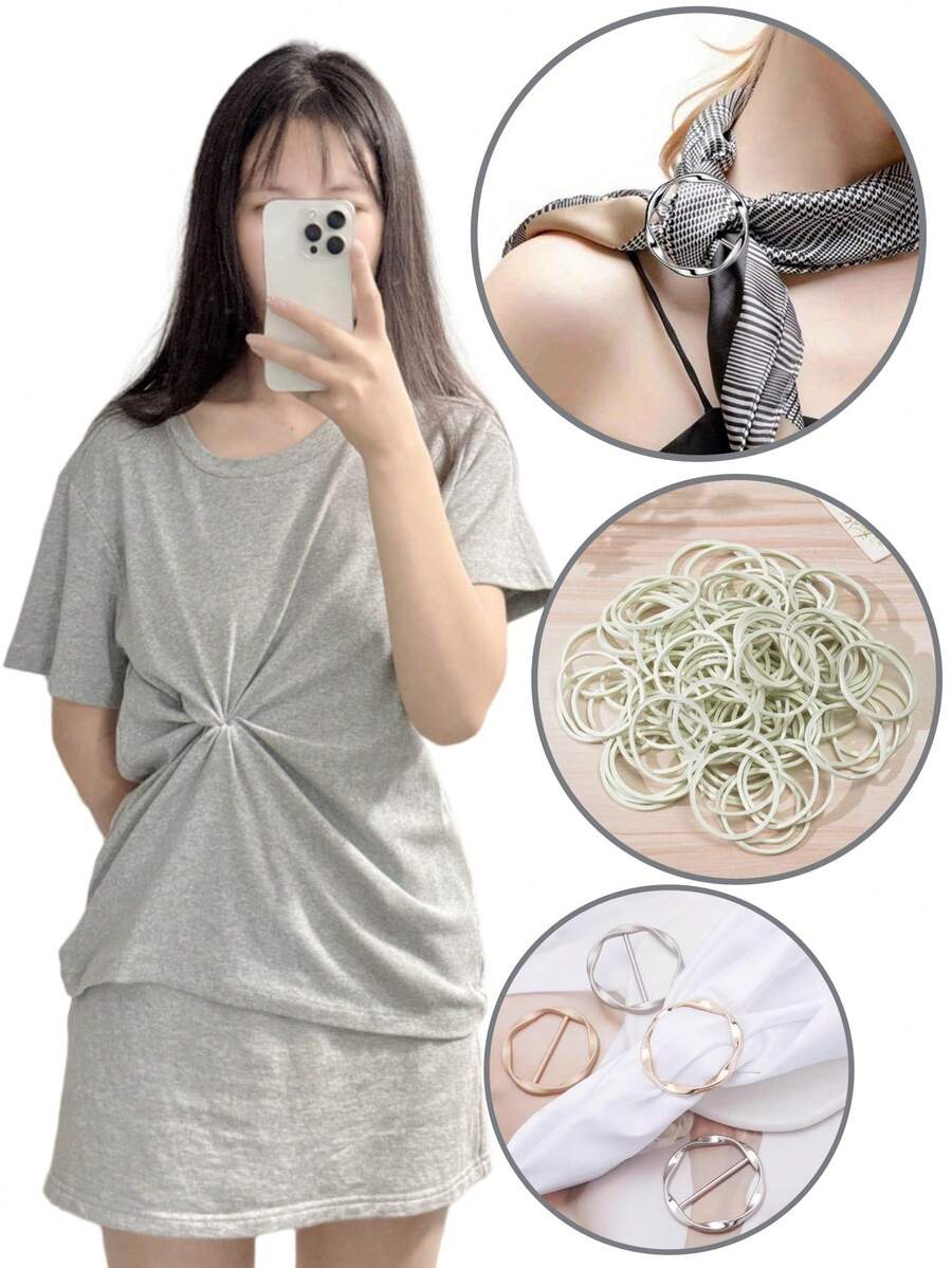 1/2/5 szt. Eleganckie złote okrągłe klipsy do szalików ze stopu | Wielofunkcyjne klamry do koszul i regulatory pasków dla kobiet i dziewcząt – modne akcesoria do szalików, pasków i koszulek z błyszczącym metalicznym wykończeniem, idealne do codziennych stylizacji, strojów imprezowych i warstwowych stylizacji (trwała konstrukcja ze stopu, łatwe w użyciu i uniwersalne na wszystkie pory roku)