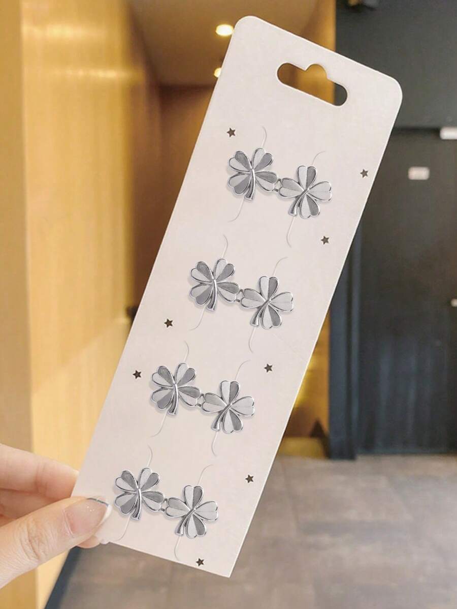 4 buc curea invizibilă reglabilă cu trifoi norocos, detașabilă, fără cusături, cu nasturi mici cu flori, cu decor pentru talie mare și instrument mic de reducere a taliei, ace pentru curea pentru blugi (fără carton)