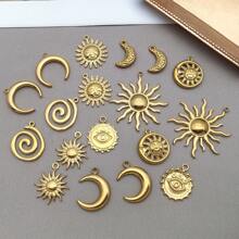 2 件时尚金色不锈钢天体太阳月亮饰品金属太阳吊坠适用于 DIY 珠宝耳环手链项链工艺钥匙扣配件 - 金色 - 查看 4