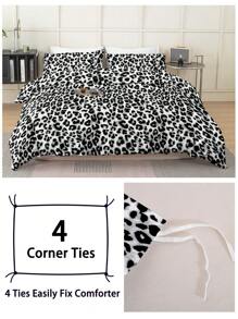 3pcs Leopard Print Bedding Set (1 Duvet Cover And 2 Pillowcases), Soft And Skin-Friendly, Suitable For Boys, Girls, Students, Dorms, Homes, All Seasons