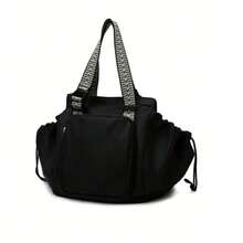 1 Pc Fashion Multifunction Portable Mummy Bag.Automobile Cradle Bag.Fashion Women Work Bag.Retro Tote Bag.Drawstring Bag.Shoulder Bags.Large Capacity Supermarket Shopping Bag.School Backpack Carry On Hand.Basics Solid Color Backpack.Lightweight Portable Canvas Bag With Handle.Business Day Weekender Bag.Note: The Color Of Shoulder Strap Is Random. - 黑色 - 查看 3