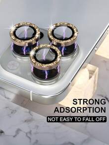 ZYONS 3pcs Camera Lens Protector Film, Compatible With IPhone 17 Pro Max/17 Pro/17 Air/17/16 Pro Max/16 Plus/16E/15 Pro Max/14/13/12/11, 9H Tempered Glass Camera Cover Screen Protector, Metal Ring Decorative Accessory (Gold) - Gold - View 4