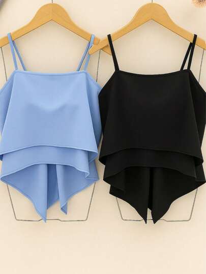 Kit 2 Peças Blusa Elegante Feminina Bata Dois Babados Soltinho Versátil Casual Moda Verão