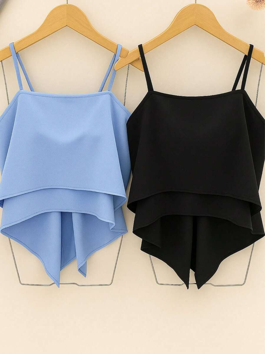 Kit 2 Peças Blusa Elegante Feminina Bata Dois Babados Soltinho Versátil Casual Moda Verão