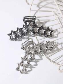 1pc Minimalist Chic Large Metal Star Hair Claw Clip, High-End Hollow Big Hair Claw For Ponytail, Five-Pointed Star Hair Accessory For Party, Travel, Vacation, Fashion, Versatile, Great Gift For Mother's Day, Easter, Back To School, Thanksgiving, School Stuff, College - Gold - View 6