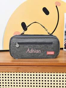 1pc Customized Cosmetic Storage Bag, Nylon Material, Zipper Closure, Women'S Gift, Personalized Multi-Purpose, Simple, Minimalist, Festive Atmosphere/Vacation, Casual, Suitable For Girlfriend, Family, Friends, Can Print Name Or Message. Can Exclusive Name, Letters, Lucky Numbers, Etc.