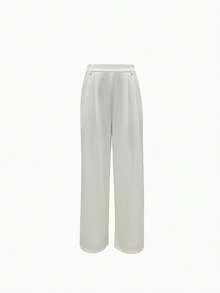 بنطلون نسائي بقصة واسعة وفضفاضة مع طيات، لون أحادي، مناسب للارتداء اليومي والسفر، موسم الربيع/الصيف