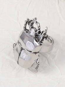 1pc Retro Insect Opening Ring Animal Beetle Cicada Punk Openable Adjustable Ring Women's New Daily Jewelry Accessories Gifts - Insect Open Ring - View 7