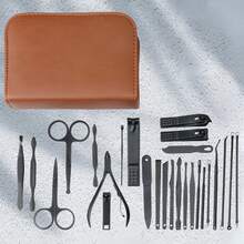 Nail Black Brown 26 Piece Set, Armored Pliers, Nail Files, Ear Spoons, Eyebrow Clippers, Trimming Toenails, Specialized Nail Clipper Set.