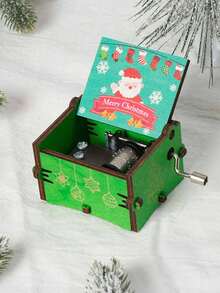 1 pieza Caja de música con cascabeles navideños, adorno de madera con campanas, decoración de Santa Claus viene a la ciudad, adecuado para Navidad, regalos festivos, decoración del hogar - Multicolor - Ver 7