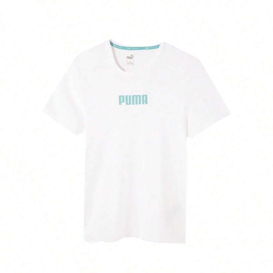 Puma 女款网眼背部跑步训练短袖T恤 52163402 - 白色 - 查看 1
