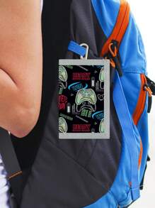 1pc Children/Teenager's Canvas Trifold Wallet, Made Of Polyester, Game Pattern, Hook And Loop Closure, Suitable For Daily Use And Holiday Gifts