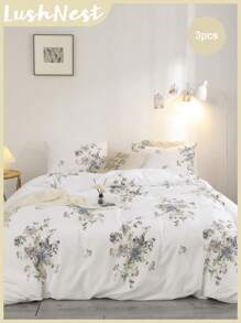 Floral Duvet Cover Set Country Farmhouse Bedding Set 3 Pcs White Super Soft Breathable Microfiber Duvet Cover  1 Duvet Cover With Zipper 2 Pillowcases No Comforter Gifts For Women&Men - White - View 1