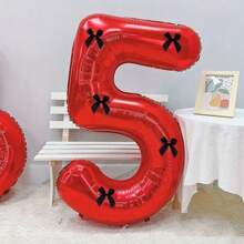 6 件 40 英寸巨型红色数字带黑色蝴蝶结数字气球红色气球数字生日装饰 1 2 3 4 5 6 7 8 9 数字派对庆祝装饰毕业典礼婚礼婴儿洗礼周年派对 - 彩色 - 查看 18