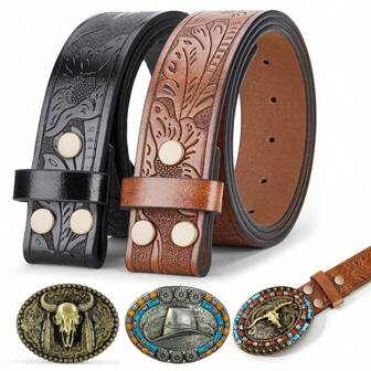 1/2pcs Unisex Western Style Belt, Vintage Versatile Jeans Decoration Belt (Buckle Not Included) Fall, Autumn, Halloween