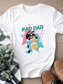 180g Pure Cotton Rad Dad Blue Shirt, Rad Like Dad Tshirt, Birthday Shirt, Gift For Dad, Crewneck For Women Streetwear Fashion Slightly Stretched Unisex Breathable Homme Soft Summer Comfortable Print Round Neck Short Sleeve Versatile Stylish Top For Everyday Wear Designer Clothes Casual Graphic - 白色 - 查看 7