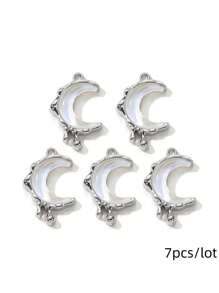 7/14 件随机 Y2K 风格白色吊饰类型包括心形和蝴蝶结吊坠、DIY 项链、手链和耳环配件材料 - 白色 - 查看 22