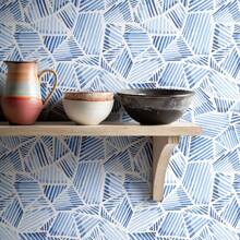 1 卷 - 可移除装饰防水接触纸 - 几何蓝色海洋设计 - 适用于卧室、浴室、橱柜、家居装饰