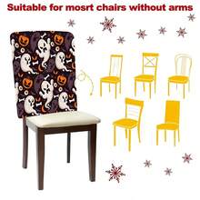1 pieza/4 piezas/6 piezas/10 piezas Funda de silla de felpa corta con estampado de fantasmas y calabazas de Halloween, funda de silla de felpa corta desmontable, protector de respaldo de silla, adecuado para todas las estaciones, funda de silla decorativa navideña, para comedor, sala de estar, protección de silla para el hogar, con protección de respaldo, aplicable a comedor, oficina, sala de estar, hotel y decoración del hogar