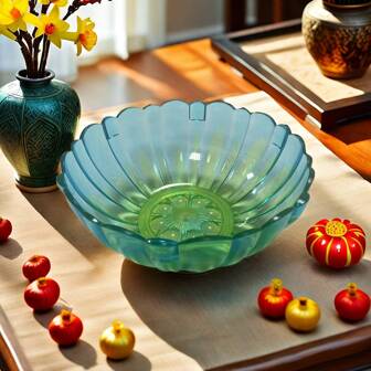 1 pièce Bol à fruits dégradé vert bleu, plateau en plastique PS pour bonbons, plateau pour fruits secs, convient pour les plateaux de collations et de desserts dans les salons, les cuisines et les bureaux