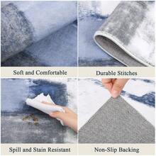 Pauwer Kitchen Mats For Floor 3 Piece Set Boho Non Slip Kitchen Rugs Washable Farmhouse Kitchen Floor Mats Thick Long Kitchen Throw Area Rug Carpet Runner For Hallway Laundry Bathroom - Màu xanh lam - Xem 2