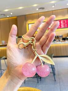 New Stylish Crystal Cherry Pendant Metal Keychain, Suitable For Daily Wear And As A Schoolbag Accessory For Back-To-School Season. It Can Also Serve As A Bag Accessory, And Make A Great Gift For Family, Friends, Classmates, Lovers. It Is Also Suitable As A Birthday Gift, A Gift For Teachers, And A Souvenir. - Black - View 17