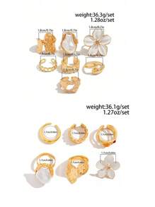 7 pièces/set Bagues rétro créatives en métal doré avec fleur et design de strass, bagues décorées de faux perles élégantes, bagues épaisses de style punk simple pouvant être portées seules ou empilées, convenant à la décoration quotidienne des femmes, assortiment de tenues, rendez-vous, fêtes, cadeaux de vacances