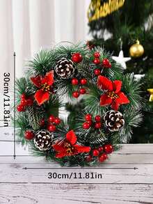 1 pieza Decoración de corona de Navidad, corona floral pequeña de 25cm/30cm para centro comercial, hotel, escaparate, entrada, decoración del hogar, decoraciones navideñas, decoración de habitación, decoraciones navideñas de invierno, regalos de Navidad, decoración navideña - Multicolor - Ver 5