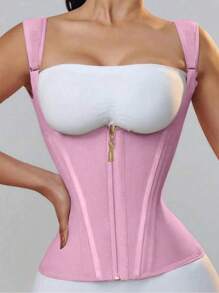 1pc Waist Trainer For Women, Tummy Control Sports Girdle, Workout Body Shaper With Adjustable Shoulder Strap Fajas Waist Cincher Corset Shapewear Body Shaper With Zipper Hook