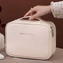 Large Triple Compartment Travel Cosmetic Bag, Makeup Case, Travel Accessories, Brushes, Conditioner And Skin Care Product Organizer - 白色 - 查看 3