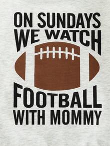 Toddler Baby Boy Girl Sweatshirt On Sundays We Watch Football With Daddy Mommy Shirt Fall Top Baby Football Outfit - 深灰色 - 查看 4