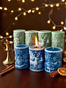 Stampo in silicone cilindrico 3D per candele natalizie (design piatto di renne e fiocchi di neve) - Per candele festive fai-da-te/artigianato in cera per aromaterapia, riutilizzabile e facile da smontare, ideale per decorazioni natalizie per la casa e regali fatti a mano - Stampo artigianale in silicone