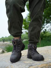 男士安全工作靴，大码高帮户外工业鞋，合成革鞋面搭配EVA鞋底，适用于建筑、采矿、徒步、狩猎等多种场合，春、秋、冬四季皆宜。 - 灰色 - 查看 4