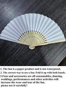 1pc/5pcs/10pcs/20pcs White Collapsible Paper Fans, Portable Folding Fans, For Birthday Party Decoration And Painting Gifts Graduation - White - View 11
