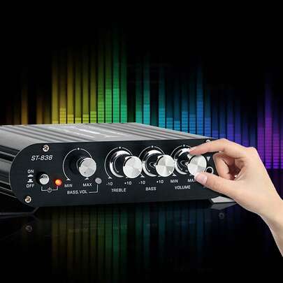 Amplificador de 2.1 canales con ajuste independiente de graves y agudos Receptor estéreo