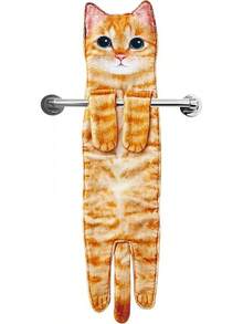 Fun Cat Hanging Towel & Face Towel - Super Absorbent Soft Orange| Gift For Cat Lovers (Housewarming, Birthday, Christmas) - A-Cam - Xem 10
