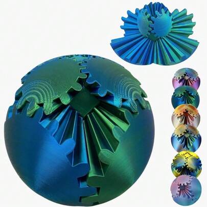 1 pieza Juguete giratorio de rompecabezas 3D impreso en 3D, Bola de engranaje, Juguete de dedo de bola de engranaje, Bola de alivio de estrés, Juguete de escritorio de bola de engranaje, Bola de dedo, Juguete de engranaje para aliviar la ansiedad