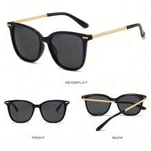 Vintage-Style Oval Fashionable Glasses For Ladies - Lightweight Polycarbonate Frame With Decorative Lenses, European Metal Hinge Design, Suitable For Both Casual And Formal Occasions To Wear - màu đen - Xem 7