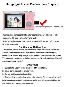 1台4800万像素2.4英寸旋转屏数码相机，配备可充电CCD传感器，附赠32GB存储卡和多种滤镜模式。便携式防抖智能变焦相机，适合户外使用。