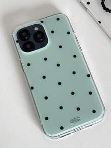 绿色时尚可爱波点亮面软壳手机壳，适用于 17 Air、16、15、14、13、12、11 Pro Max、16、15、14 Plus，简约创意防震后盖 - 薄荷綠 - 查看 3