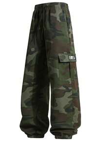 Men's Lightweight Casual Pants, Straight Regular Fit Business Trousers For Work, Travel, Suitable For Casual Loose Fit Camouflage Cargo Pants , Fall