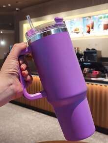 1 Pc, 40 Oz Stainless Steel, With Handle And Straw Cover, Reusable Insulated Double Wall Stainless Steel Water Bottle, Travel Cup, Ice Coffee Cup, Gift For Women, Can Hold Ice Drinks And Hot Drinks In Water Cup - Multicolor - View 5