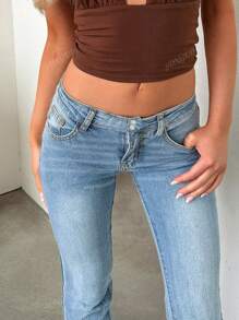 Jeans skinny aderenti lavati con vita larga e bottone, stile vintage, casual e sexy, pantaloni in denim versatili per ragazze e donne